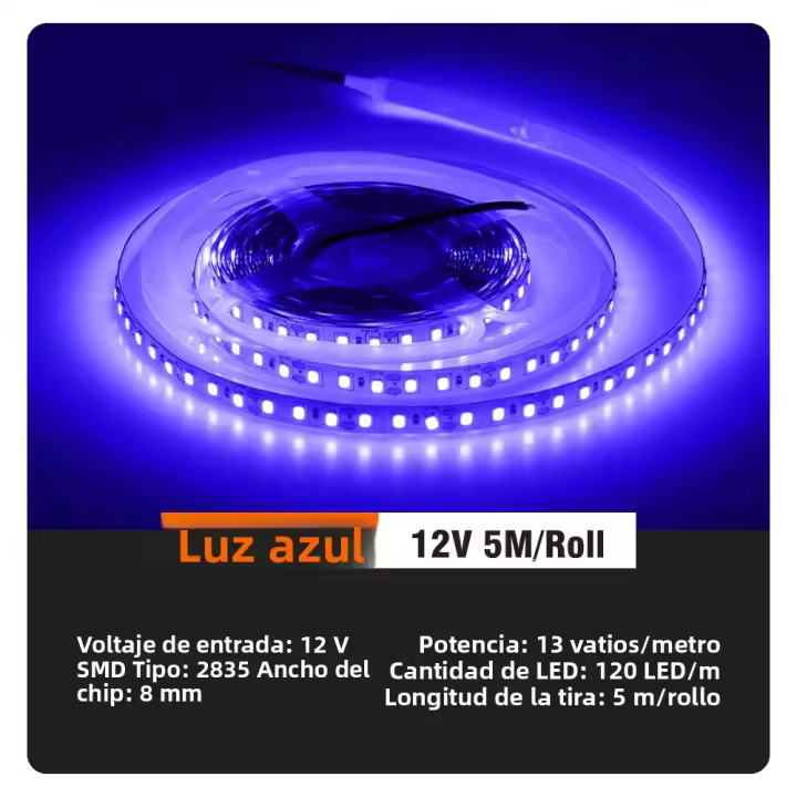 Tira De LED Flexible DC12V 24V 120LEDs/m 6W/m Luz LED 3000K 4000K 6000K Roja Verde Azul Rosa Naranja Amarilla Para Decoración De Hogar - 1