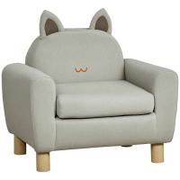 HOMCOM Sillón Infantil Mini Sofá para Niños de +3 Años con Asiento Acolchado Reposabrazos Bolsillo de Almacenamiento y Estructura de Madera Carga 45 kg 61x42x53 cm Marrón - details 0