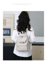 Mochila de color sólido para mujer, nuevo estilo, de PU, para viajes de ocio, mochila pequeña versátil, mochila escolar de moda para mujer - details 13