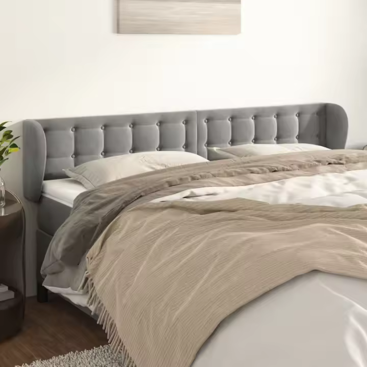 vidaXL Cabecero de terciopelo gris claro 203x23x78/88 cm - 1