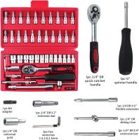 46pcs Set Car Repair Tools Spanner Set, Car Repair Tools Accessories Multifunctional Repair Tool Kit Socket Wrench-Ratchet Torque Wrench and Screwdriver, Portable Car and Bicycle and Motorcycle Repair Tools Pack Portable - details 8