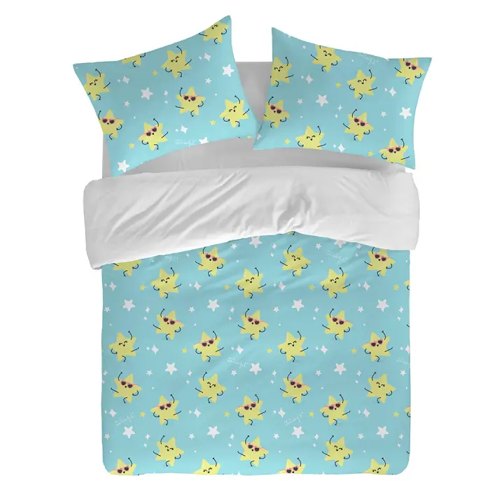 MR. WONDERFUL - Funda nórdica ESTRELLAS 100% algodón 144 hilos, ropa de cama. Disponible para cama de 90 cm (155x220 cm), 135 cm (220x220 cm), 150 cm (240x220 cm), 180 cm (260x240 cm). Fabricado en España)disponible en varios tamaños. Fabricado en España. - 1