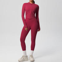 SSITO Traje de Yoga de 2 UDS., Conjunto Deportivo de Gimnasio para Mujer, chándales para correr con Cremallera, ropa Deportiva de entrenamiento, Camisa Deportiva Larga de manga, ropa de Yoga - details 41