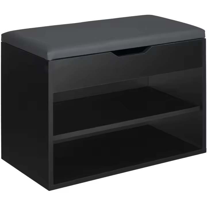 Tectake - Banco zapatero JASMINA 60 x 30 x 43,5 cm  Banco zapatero compacto con mucho espacio de almacenamiento  2 compartimentos abiertos y un compartimento plegable  Construcción estable y segura - 1