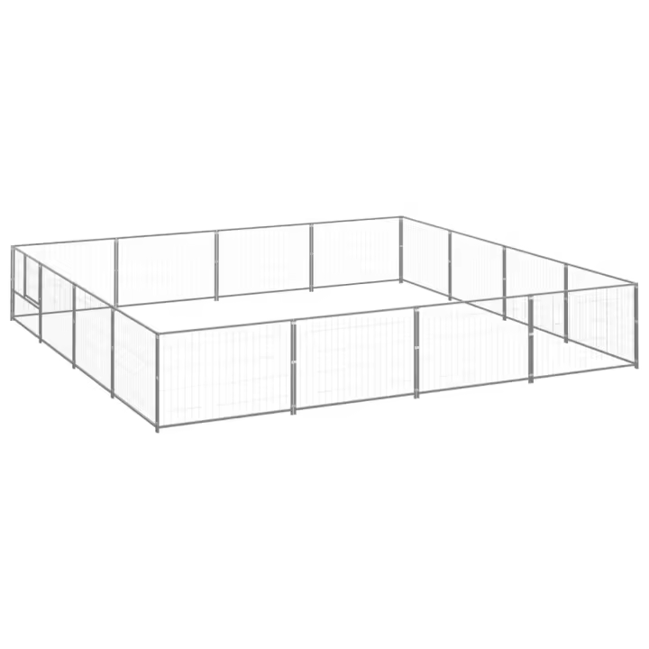 vidaXL Perrera Acero 16 m² Jaula Perros Recinto Cachorro Mascotas Caseta Color Plateado,  Negro, y mas - 1
