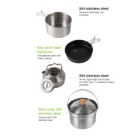 Juego De Cocina Para Camping Y Senderismo Con Olla Sartén Y Kettle Portátil De Acero Inoxidable Para Picnics Al Aire Libre - details 3