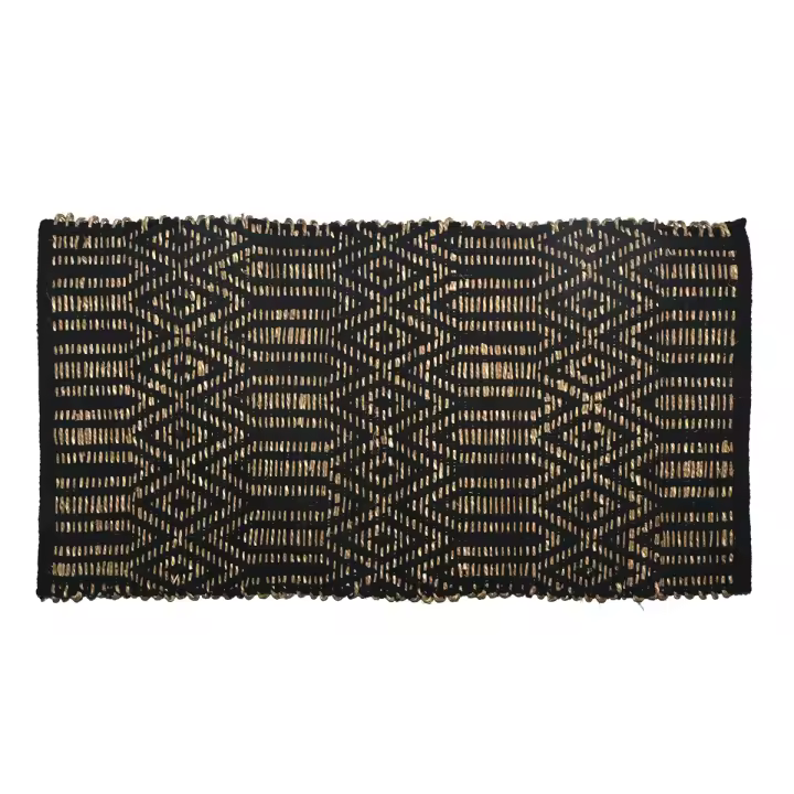 CAPRILO REGALOS & DECORACIÓN Alfombra Rectangular Decorativa de Yute "Cenefas-Natural y Negro". Decoración del Hogar. Regalos Originales. Dormitorios y Salón. Textil. 80 x 50 x 1 cm - 1