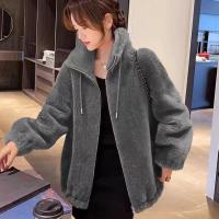 Abrigo De Coral Doble Para Mujer Invierno Cálido Suave De Plush Con Cuello Alto Y Cierre De Cremallera Outerwear Casual - details 4