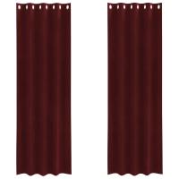 Cortinas Blackout de vidaXL con Ojales 2 pcs Rojo Vino Terciopelo - details 1