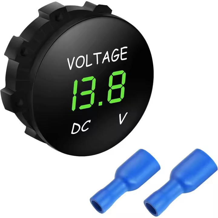 Voltímetro LED digital de 24 V DC 12 V para automóviles, motortetas, trucies y embarcaciones (luz verde) - 1