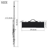 FLUTE TRANVERSAL PROFESSIONAL SLADE 16 TONO C CON CLAVES CERRADAS Y ABERTAS INSTRUMENTO MUSICAL DE CONCIERTO CON Caja Paño De Limpieza Y Guantes - details 1