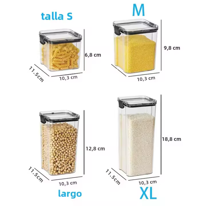 Caja De Almacenamiento De Alimentos Transparente Con Tapa Contenedor Plástico Para Cocina Y Alacena Organizador De Canastillas - 1