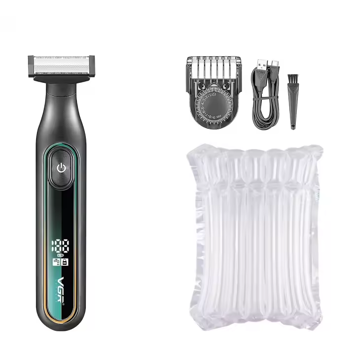 VGR Shaver Profesional Máquina De Afeitar Impermeable Para Barba Cuchilla Eléctrica Con LED Trimmer De Cabello Portátil Para Hombres V-360 Doble Cuchilla Con Dispositivo De Afeitar - 1
