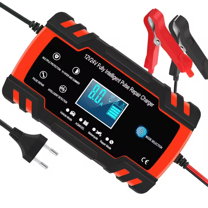 Cargador de Batería Mantenedor para Coche y Moto Inteligente 8A 12V, Cargador de Bathería de 3 Etapas y Función de Reparación Automática para Coche - 1