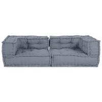 Pouffe Modular vidaXL Gris 140x70x36 Tela - details 2