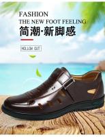 Sandalias De Verano Para Hombre En Cuero Genuino Transpirables Casuales Con Cierre Slip on Antideslizantes Hechas a Mano Sandalias Gladiador - details 4