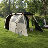 Outsunny Tienda de Campaña Familiar para 4-5 Personas Tienda de Camping Plegable con 2 Habitaciones 5 Puertas y Bolsa de Transporte Impermeable para Senderismo 460x230x180 cm Caqui - details 1