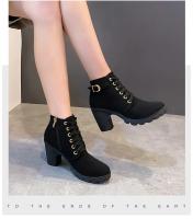 Botas De Tacón Alto Para Mujer Primavera Invierno Calidad Superior Con Cordones Moda Europea Zapatos De Mujer PU Botas Con Plataforma Entrega Rápida - details 8