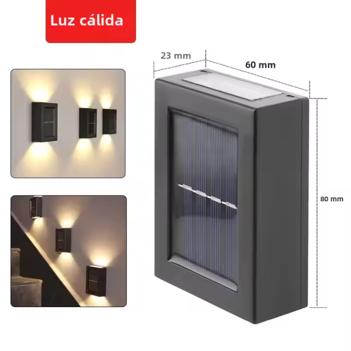 1-6Pcs Luces De Pared Solares Con 2LED Para Jardín Patio Valla Decoración Lámparas Iluminación Seguridad Exterior Impermeable Para Escaleras Y Atriles - 1