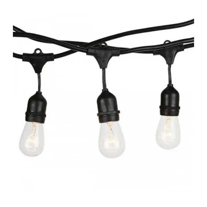 Sanda - Guirnaldas Luces Exterior 10 Metros - 10 Portalámparas Led E27 - Negro - Cable Impermeable - TIRA DE PORTALAMPARAS 10CASQUILLOS - Amplia Cobertura - 1