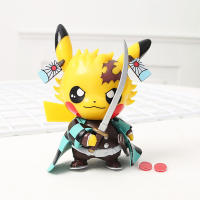 Figuras De Colección Anime Hot Pikachu Cosplay Demon Slayer Tanjirou Nezuko Zenitsu Inosuke PVC 9CM Regalo De Cumpleaños Para Niños - details 4