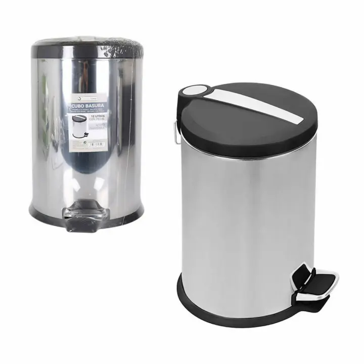 Cubo de basura Confortime Plateado Metal 4 Unidades 12 L 25 x 39 cm (25 x 25 x 39 cm) - 1