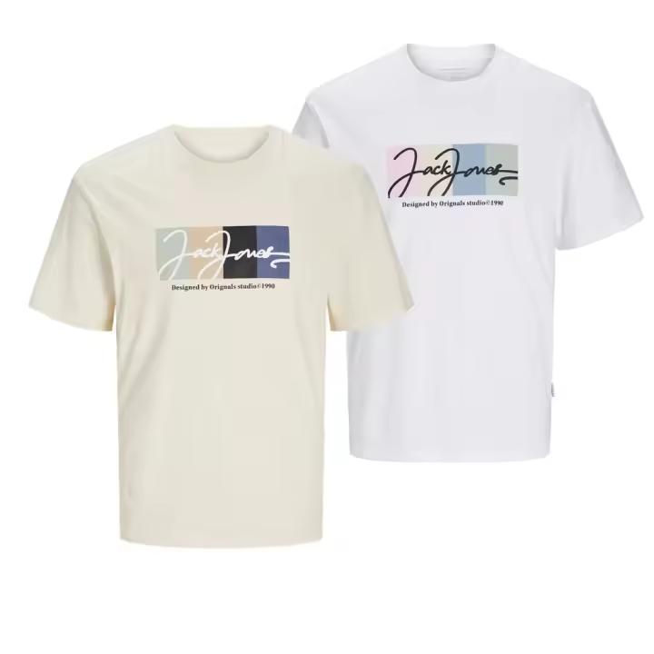 Jack & Jones Hombre Pack 2 Camisetas de Algodón de 180 grs Moda Hombre casual informal REF 262662 - 1