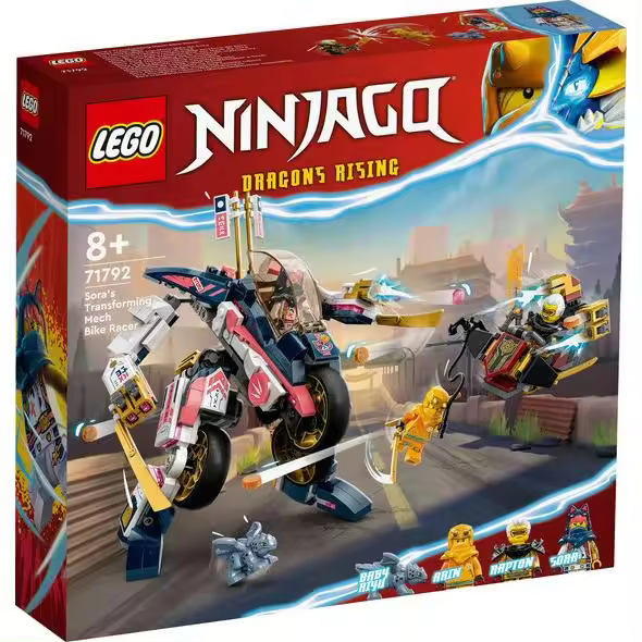 Ninjago Moto de Carreras Transformable con 3 Minifiguras de Arin, Sora y Rapton- Lego 71792 - 1
