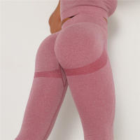 Leggings De Yoga Para Mujer Con Cintura Alta Elástica Y Sin Costuras Secado Rápido Pantalones De Gimnasio Slim Push up Para Correr Y Ejercitarse Color Sólido - details 15