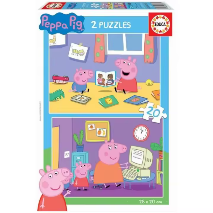 Educa Puzzle 2x20 Peppa Pig - Juego de Piezas Grandes y Seguras para Niños - 1