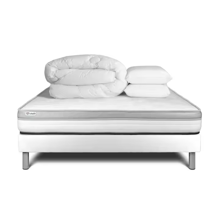 Pack cama completa - Colchón 200x200cm + Somier con láminas (kit) + 2 almohadas + Edredón - Vital Relax - 1