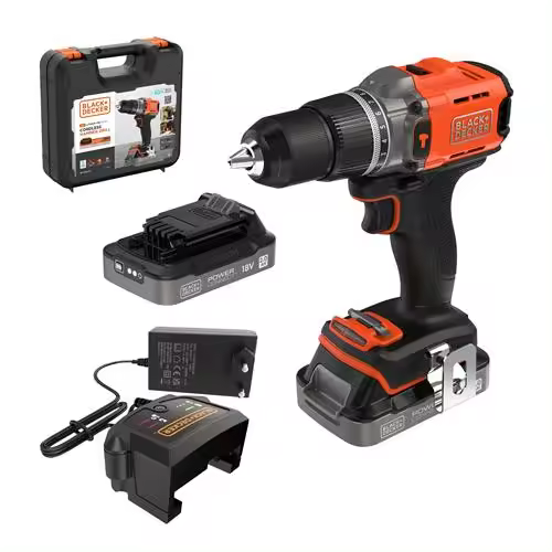 Taladro percutor BLACK & DECKER 18v 13mm con baterias y cargador - 1