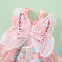 Vestido De Princesa Para Bebé Niña Verano Con Alas De Mariposa 3D Tirantes Colgantes Vestido De Malla Lindo Y Moda Para Niñas De 1-2 Años - details 6