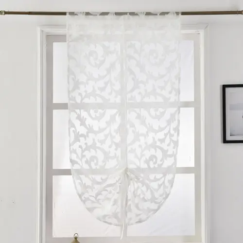 L Cortina De Cocina LEEJOOM Cortina De Ventana Moderna Tratamiento De Tela Tule Transparente Panel Jaccard Blanco Negro - 1