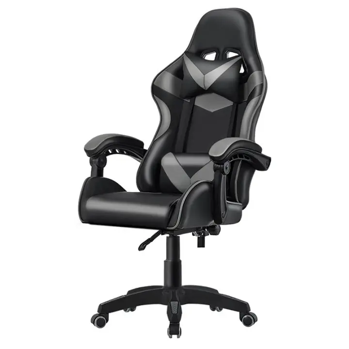 Cama express Silla para Ordenador, Silla Ergonómica para Juegos, Silla de Escritorio para Oficina con Altura Ajustable y Ruedas, Sillas de Videojuegos color Negro/Gris. - 1