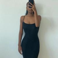Vestido Largo Bodycon Negro Dulzura Para Mujer Verano 2025 Fiesta Club Noche Callejera Playa Basic High Street Sin Mangas Cuello Cuadrado Sin Decoración Polyester Spandex - details 15