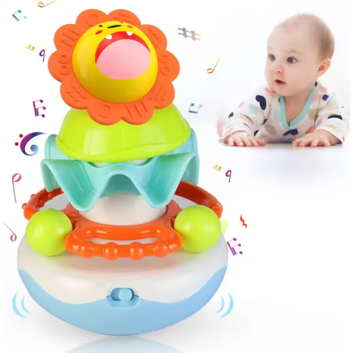 Juguete musical apilable para bebé de 1 año, juguete mecedor con sonajero para la dentición, juguete educativo, regalo de primer cumpleaños para niña y niño - 1