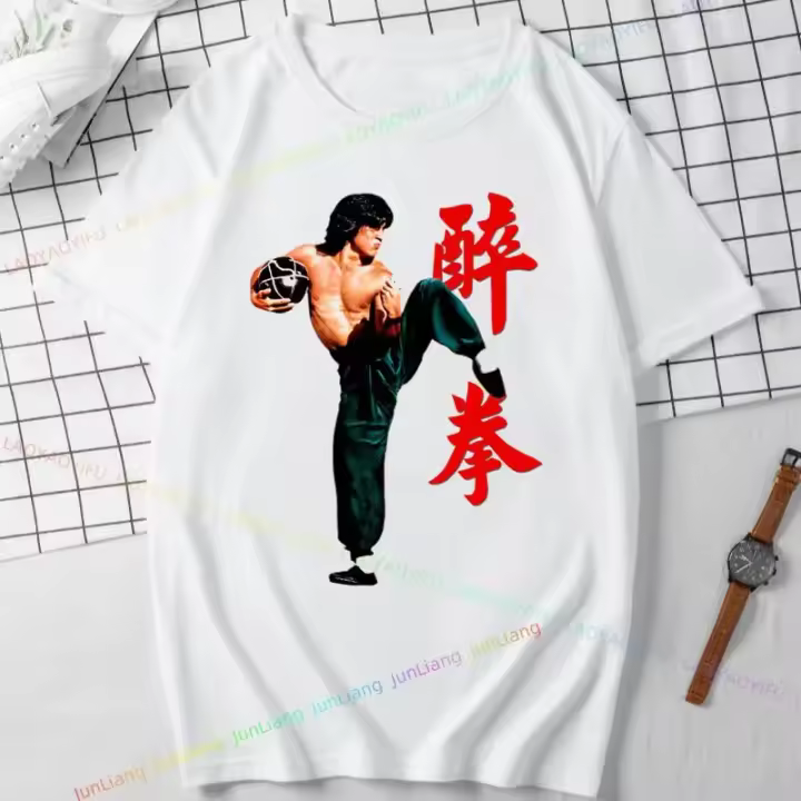 Camiseta De Jackie Chan 2024 'Twinkle Twinkle Lucky Star' Para Hombres Camiseta De Cuello Redondo Impresión De Película De Kung Fu Dragon Ropa Unisex Transpirable Cuidado Facil Material Poliéster - 1