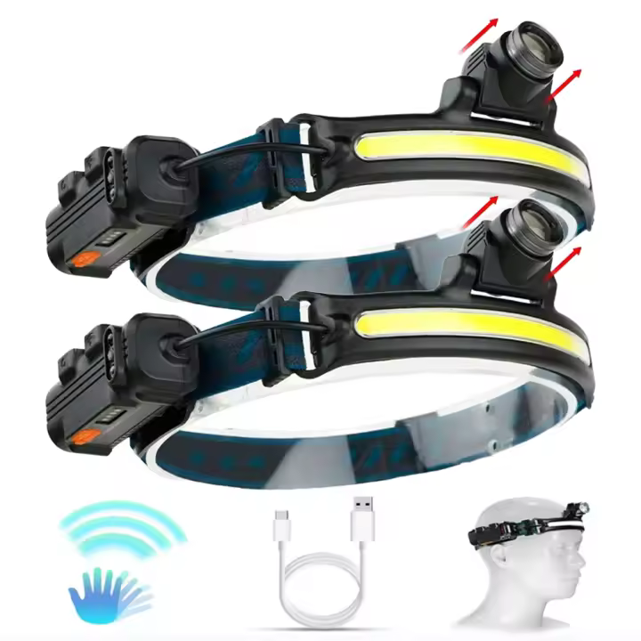 Linterna Frontal LED XPG+COB Con Zoom Recargable USB Y Batería 18650 Para Camping Pesca Y Actividades Al Aire Libre - 1