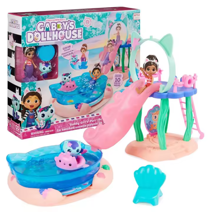 SPIN MASTER - GDH Playset Piscina De Gabby Y Siregata - Gabby'S Dollhouse, Más De 3 Años. Figuras De Gabby y Siregata - 1