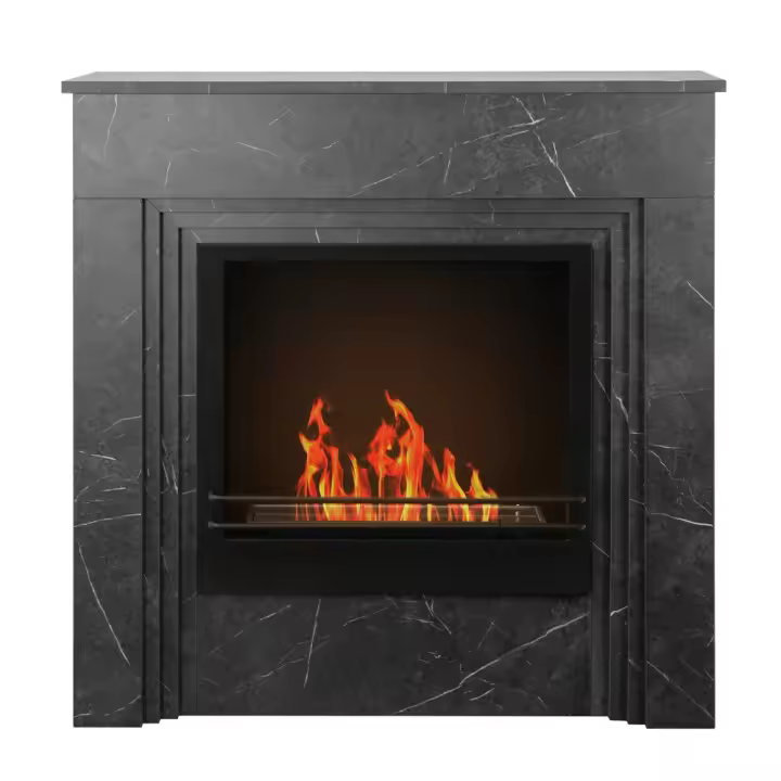 Chimenea de Bioetanol de pie BELLINI de Madera Efecto Mármol Negro. Fabricada en Italia. L96 X P35 X H96. - 1