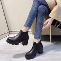 Botas De Mujer De Tacón Alto Y Plataforma Cómodas De Puntera Redonda Color Sólido Casual Para Otoño E Invierno Nueva 2024 - details 6