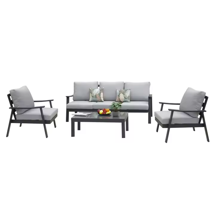 Muebles De Exterior Jardín Terraza Oropesa 4 Piezas Estilo Contemporáneo Color Gris - 1