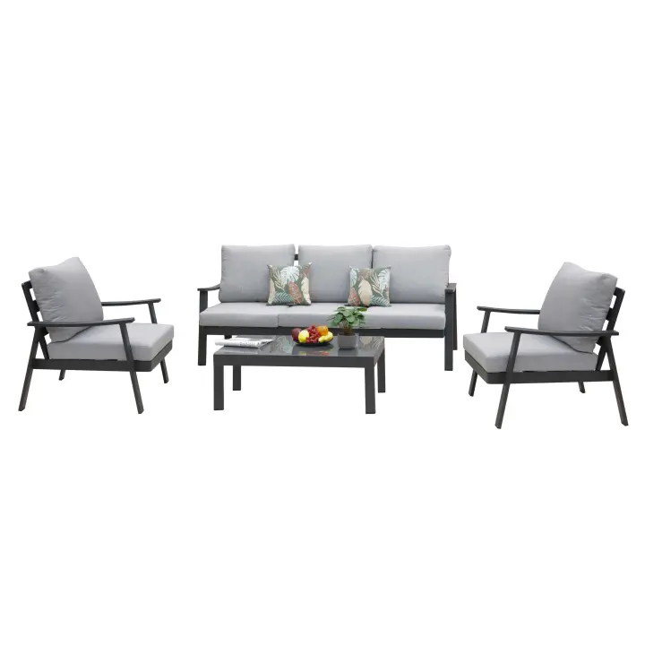 Muebles De Exterior Jardín Terraza Oropesa 4 Piezas Estilo Contemporáneo Color Gris - 1