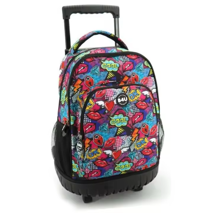 Bolsos Hf Trolley Grande B4U Kisses Producto Oficial Producto Escolar Niños y Niñas Mochilas con Ruedas - 1