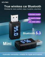 Transmisor y receptor Bluetooth 5,3 para coche, Kit de miniadaptador de Audio inalámbrico estéreo para Radio Fm, manos libres, llamada, alimentación USB - details 0