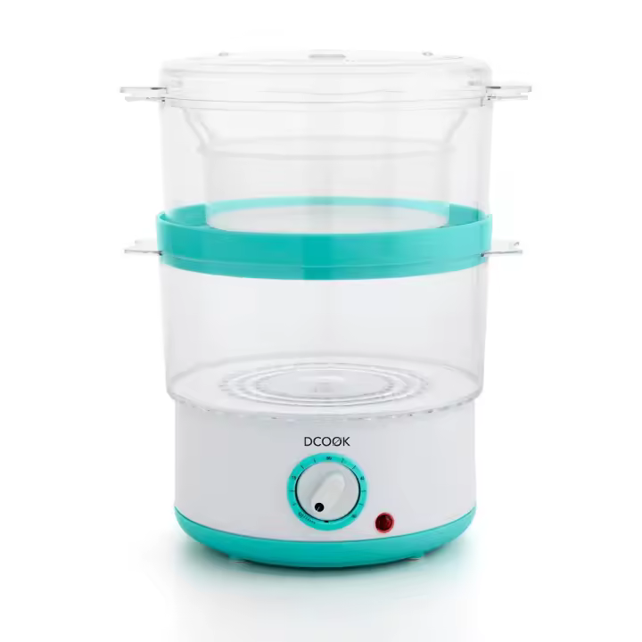 Vaporera Cocina Sana con 2 alturas, Capacidad de 3,5 L, Depósito de agua 500 ml, Incluye Recipiente para Arroz o Salsas, Temporizador hasta 60 Minutos, 400 W, Dcook, Vaporera Electrica doble cesta, Cocina saludabre sin humo - 1
