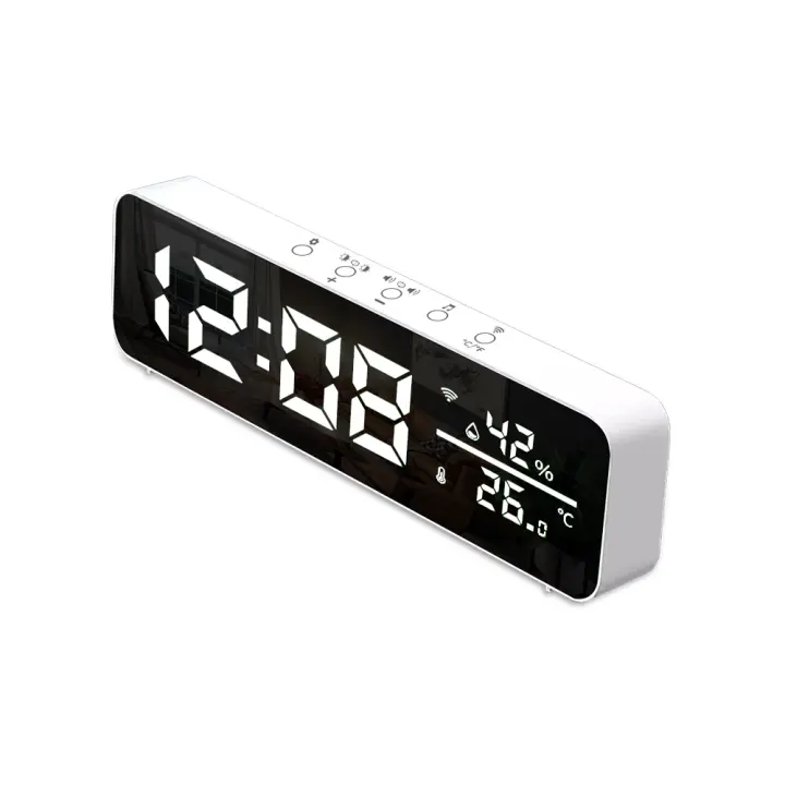 Reloj De Espejo WiFi Tuya Con Sensor De Temperatura Y Humedad Alarma USB Para Decoración De Sala De Estar Pantalla LED Tiempo Y Fecha - 1