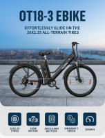 OT18-3 ONESPORT Bicicleta eléctrica estándar de la UE 26*2,35 pulgadas Neumáticos 250W Motor Ciudad eléctrica E-Bike 36V 14.4Ah Batería 25 km/h - details 0