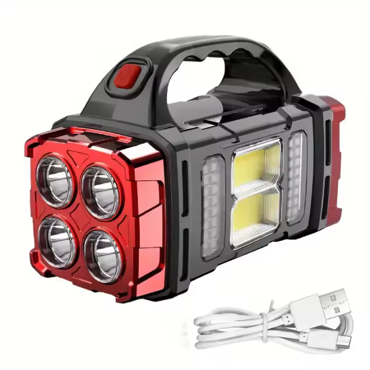 Luz LED solar para acampar, batería recargable de 1500 mAh, foco brillante para senderismo y viajes al aire libre, equipo de senderismo, linterna - 1